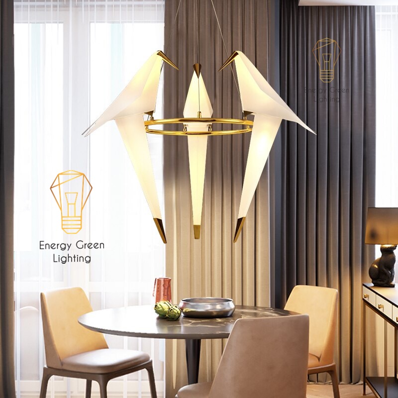 Đèn thả trang trí Energy Green Lighting hiện đại hình chim cao cấp phong cách Origami ( 3 chim )