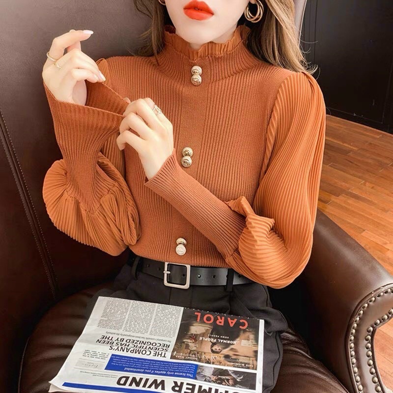 💋FREESIZE💋Áo len tay voan cổ 3phân hàng qc l1.