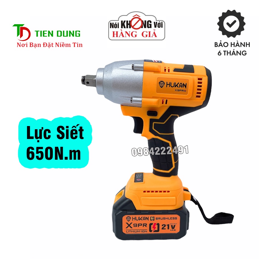 Máy Siết Bulong Hukan X9 Lực Siết 650N.m Mạnh Mẽ, Động Cơ Không Chổi Than