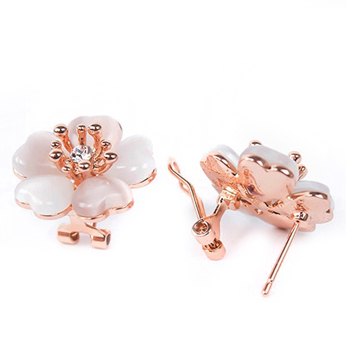 Bộ dây chuyền và đôi khuyên tai mặt hình hoa thanh lịch quý phái cho nữ