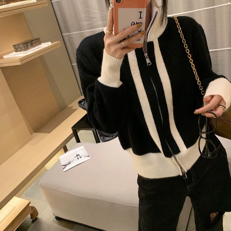 Áo khoác cardigan ZHELIHANGFEI dệt kim tay dài cổ cao thời trang dành cho nữ