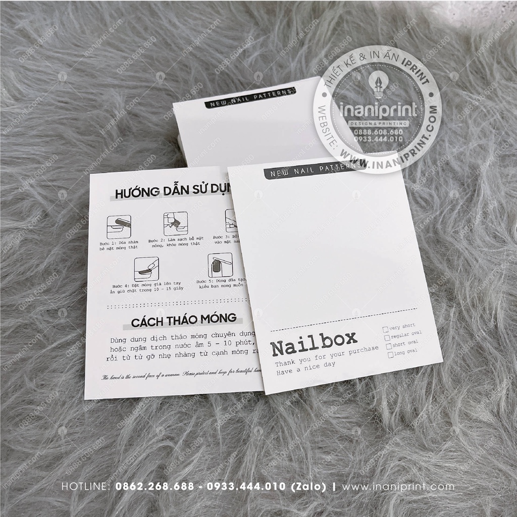 Bìa Nailbox - Thẻ Nail Box - Tag Gắn Móng Tay Giả Giá Rẻ - Size 9x11cm - Giấy C300 - Cán màng mờ 2 mặt