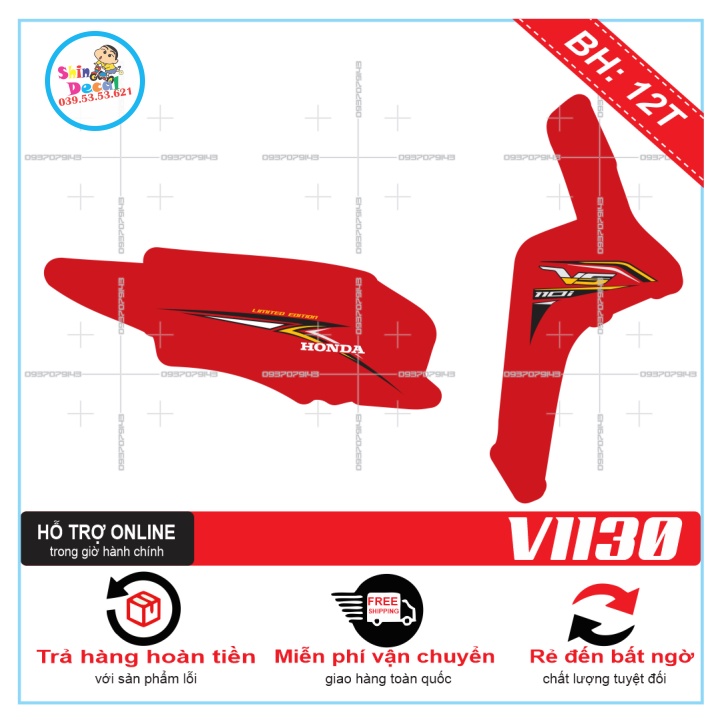 TEM XE VISION 2016 1130 DÁN XE ĐỎ -- SHIN DECAL 2