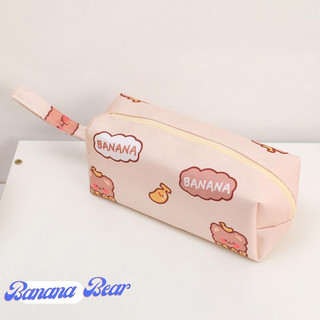 Hộp Túi Bóp Đựng Bút Viết Vải Cute Xinh Đẹp Canvas EDUSKY Phong Cách Hàn Quốc In Họa Tiết Hoạt Hình Gấu Dễ Thương Cỡ Lớn
