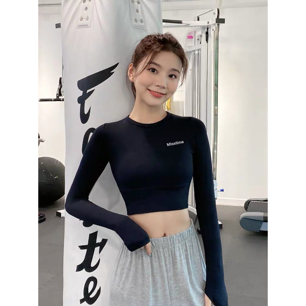 Áo Tập Gym Nữ Croptop Misshine Tay Dài Ôm Body