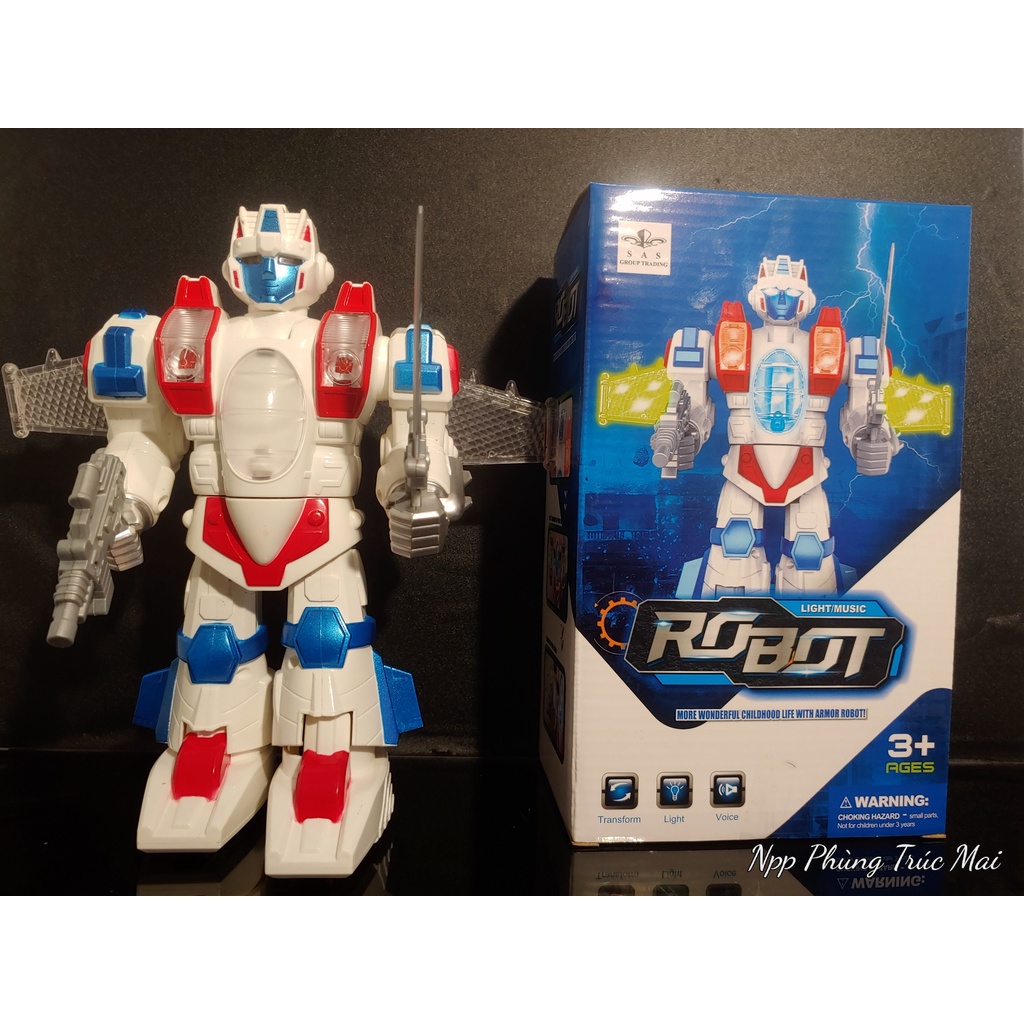 Robot đồ chơi thông minh rô bốt biết đi xoay voice có đèn