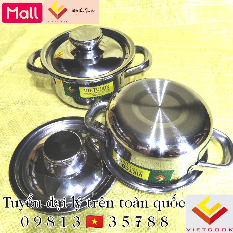 Nồi inox size 14 cm đáy từ chính hãng Vietcook