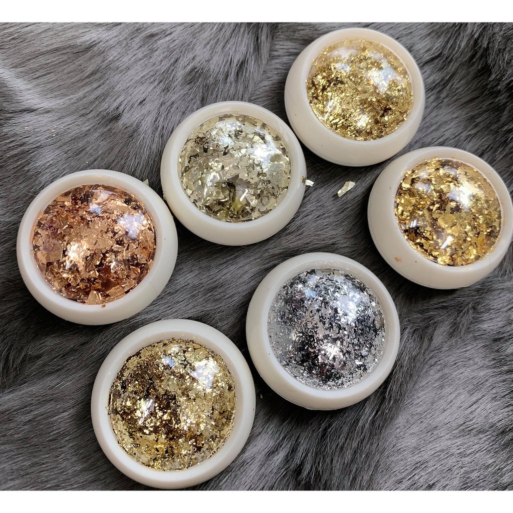 Sét Nhũ Rắc Giấy Siêu Mỏng 6 Màu Trang Trí Móng Nghệ Thuật Đep Long Lanh - 1 Sét 6 Hũ