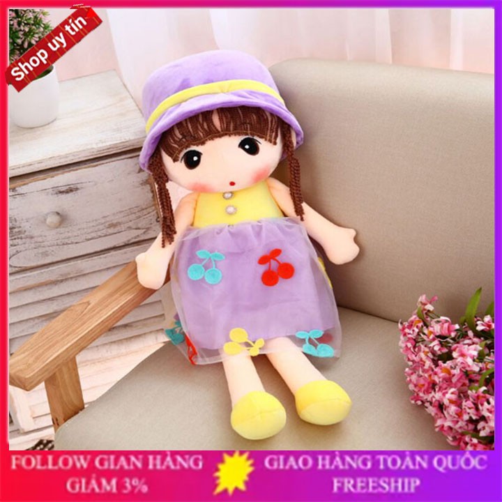 Búp bê cô gái 42cm - 45cm váy hoa màu tím