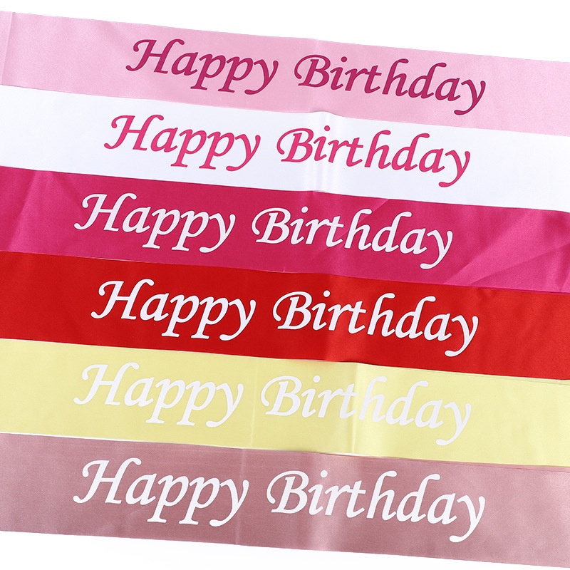 Dây Đeo Vai Vải Satin In Chữ Happy Birthday Xinh Xắn