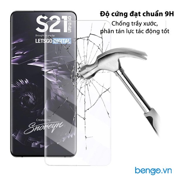 [Mã ELORDER5 giảm 10k đơn 20k] Dán cường lực Samsung Galaxy S21, S21 Plus , S21 Ultra 5G full keo UV