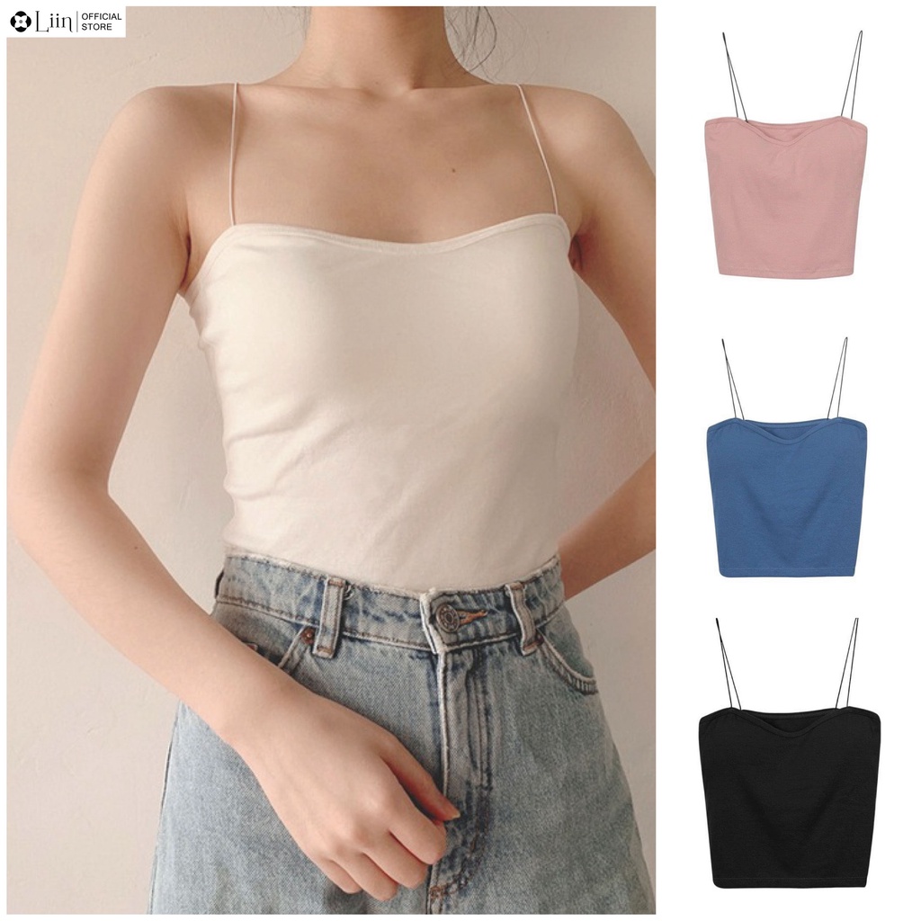 Áo 2 dây sợi bún chất cotton có đệm nâng ngực chất vải co giãn tốt LIIN Clothing SP011 | BigBuy360 - bigbuy360.vn