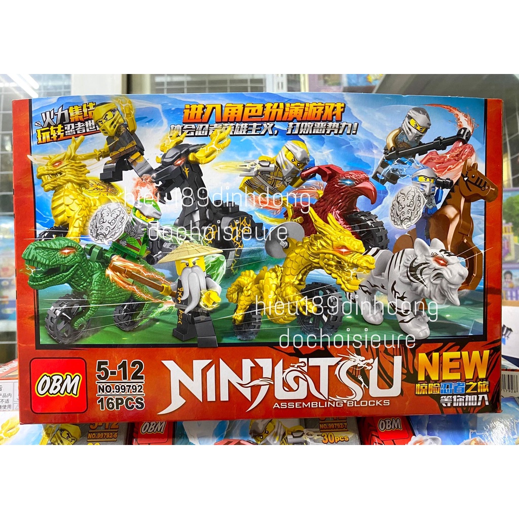 Lắp Ráp xếp hình ninjago mô hình Kai Cole Nya Jay Zane Wu Lloyd vàng cùng linh thú 99792