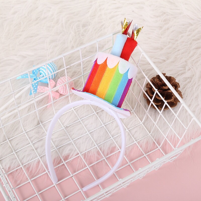 Bờm hình bánh sinh nhật nến thổi xinh xắn trang trí tiệc