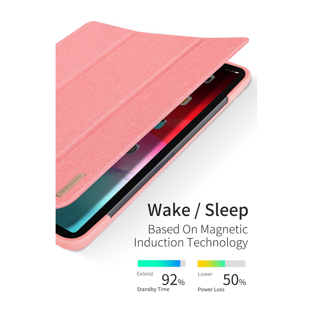 [Chính Hãng DUX DUCIS] Bao da iPad Pro 12.9 2018 DOMO Series Khay Dẻo Vải Jean Có Khay Bút