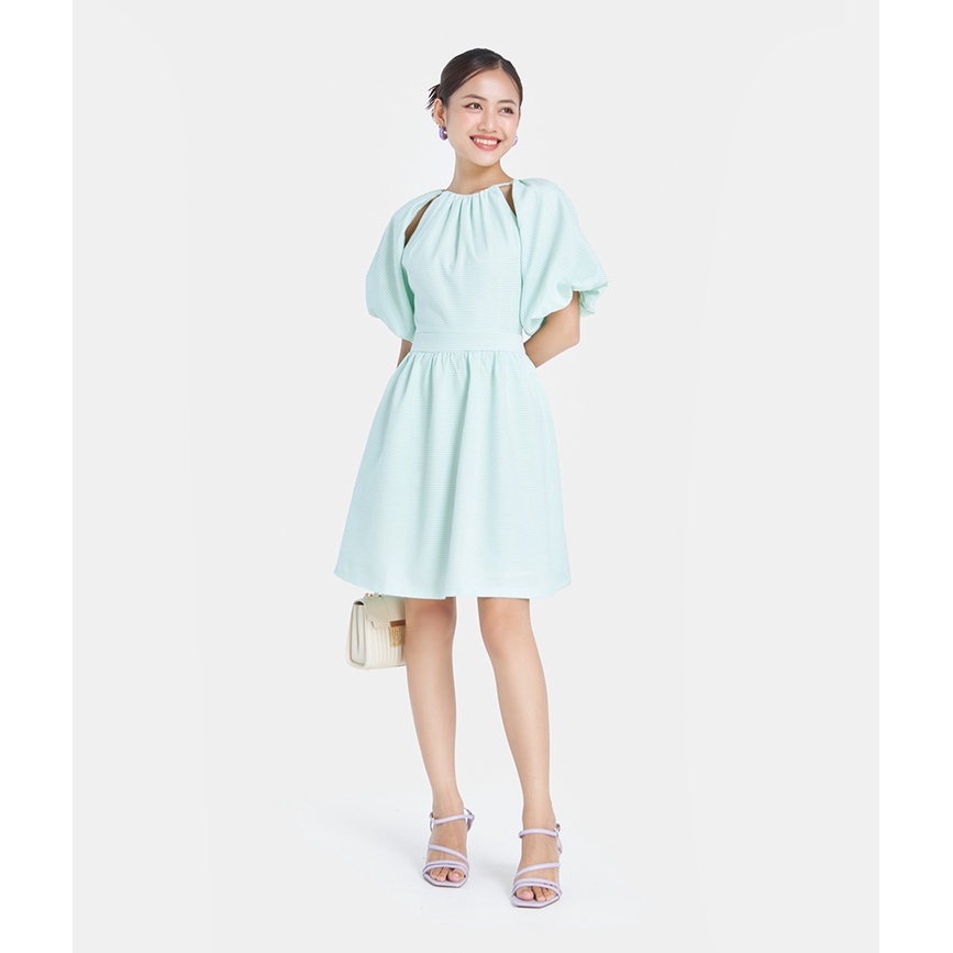 Đầm Xoè Nữ Thời Trang HNOSS Cut-Out Vai Tay Phồng HNDLU055