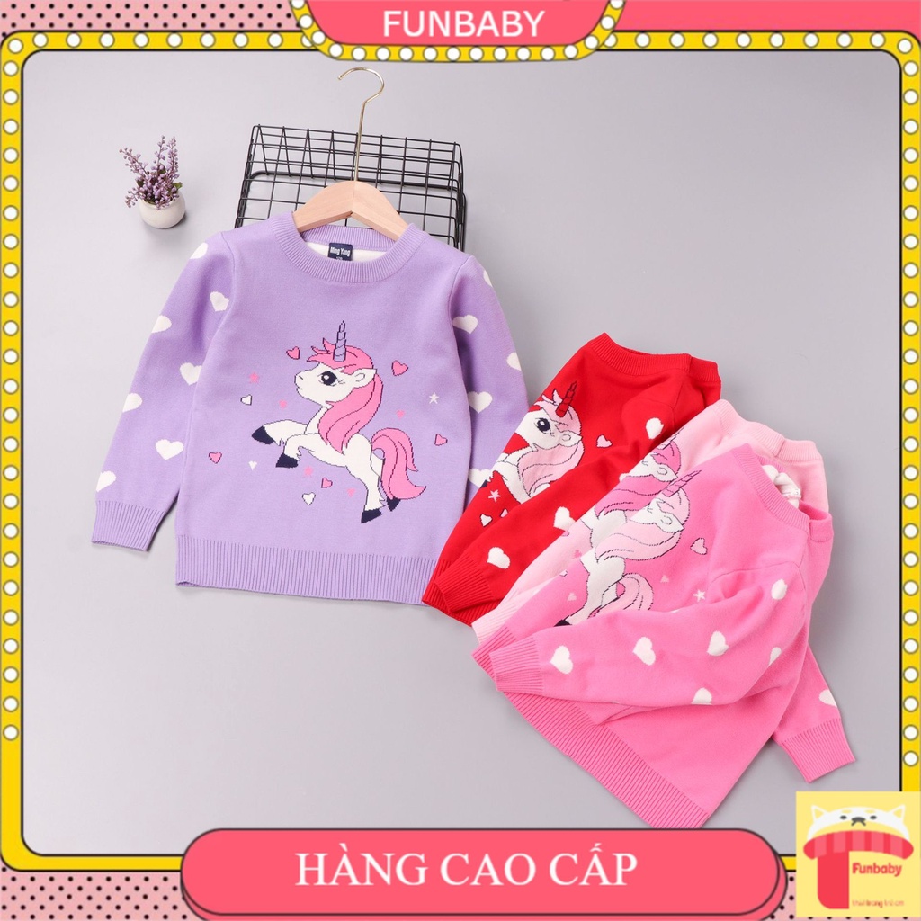 Áo len trẻ em 2 lớp hình ngựa pony, Áo len bé gái 3-9 tuổi hình Pony dày dặn hàng Quảng Châu