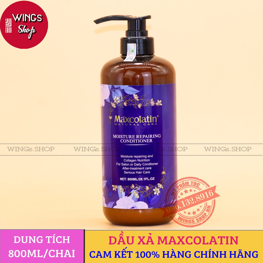 Cặp Dầu Gội Xả Maxcolatin Phục Hồi Tóc Khô Xơ Hư Tổn, Dầu Gội Giảm Rụng Tóc và Ngăn Ngừa Gàu | Wings Shop