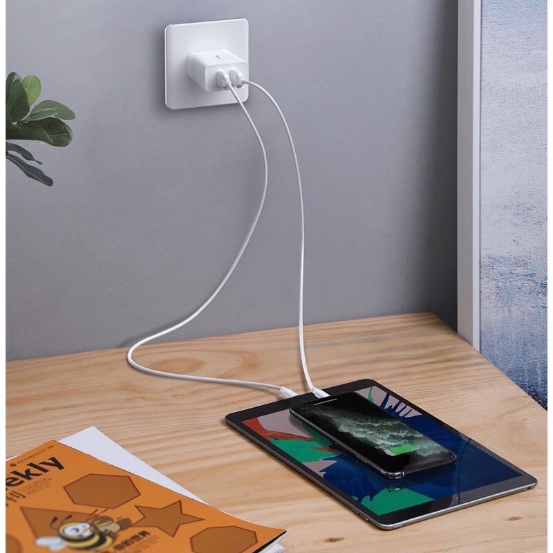 Cốc Củ sạc nhanh BASEUS 2 cổng USB 18w Quick CHARGER Q.C 3.0 cho IPad iPhone X 8 7 Plus Xs Max Samsung Xiaomi-chính hãng