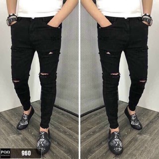 quàn jean đen rách gối