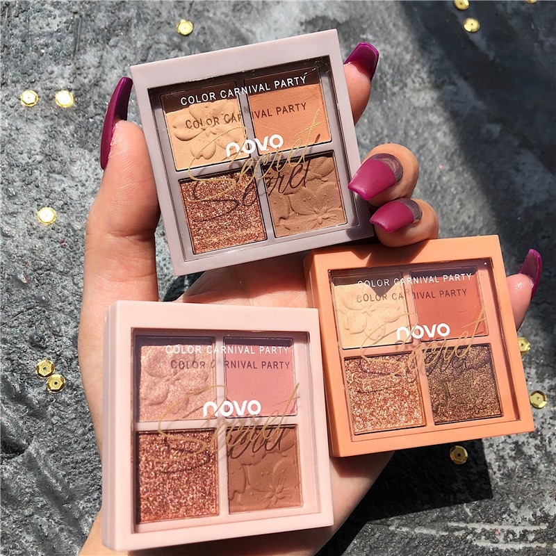 🌈🥑🍓 Hộp Nhũ Mắt Cao Cấp 4 Ô Màu Color Carnival Party Novo.5330 Secret - Y388-D7T2