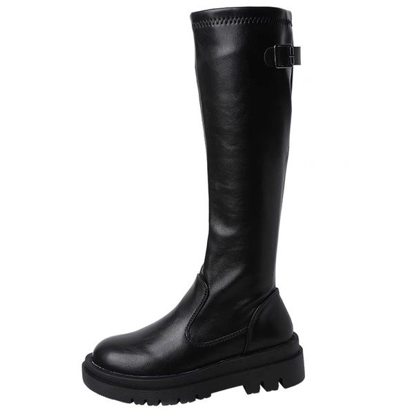 Boots lửng đầu gối da lộn đế cao 5cm không khoá