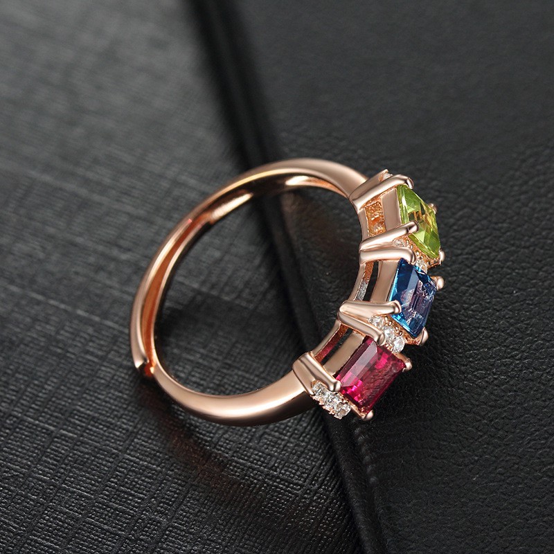 Aifei Jewellery Women Ring Mosaic Diamond 925 Sterling Silver 18K Rose Gold Plating R392