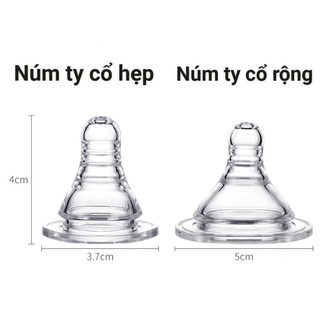 Núm Ty, Núm Vú Silicone Cao Cấp [Kichilachi Chính Hãng] Siêu Mềm, Đủ Các Size Cho Bình Cổ Rộng, Cổ Hẹp - HBQ Kids