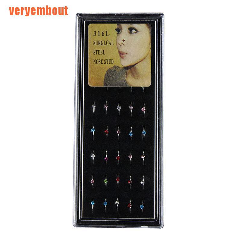 Set 40 Khuyên Mũi Thép Không Gỉ Đính Đá Cá Tính