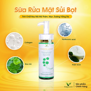 Sữa Rửa Mặt Rau Má Sủi Bọt - Giảm Mụn, Mờ Thâm, Dưỡng Trắng Da, Mỹ Phẩm Bà Bầu V9Queen