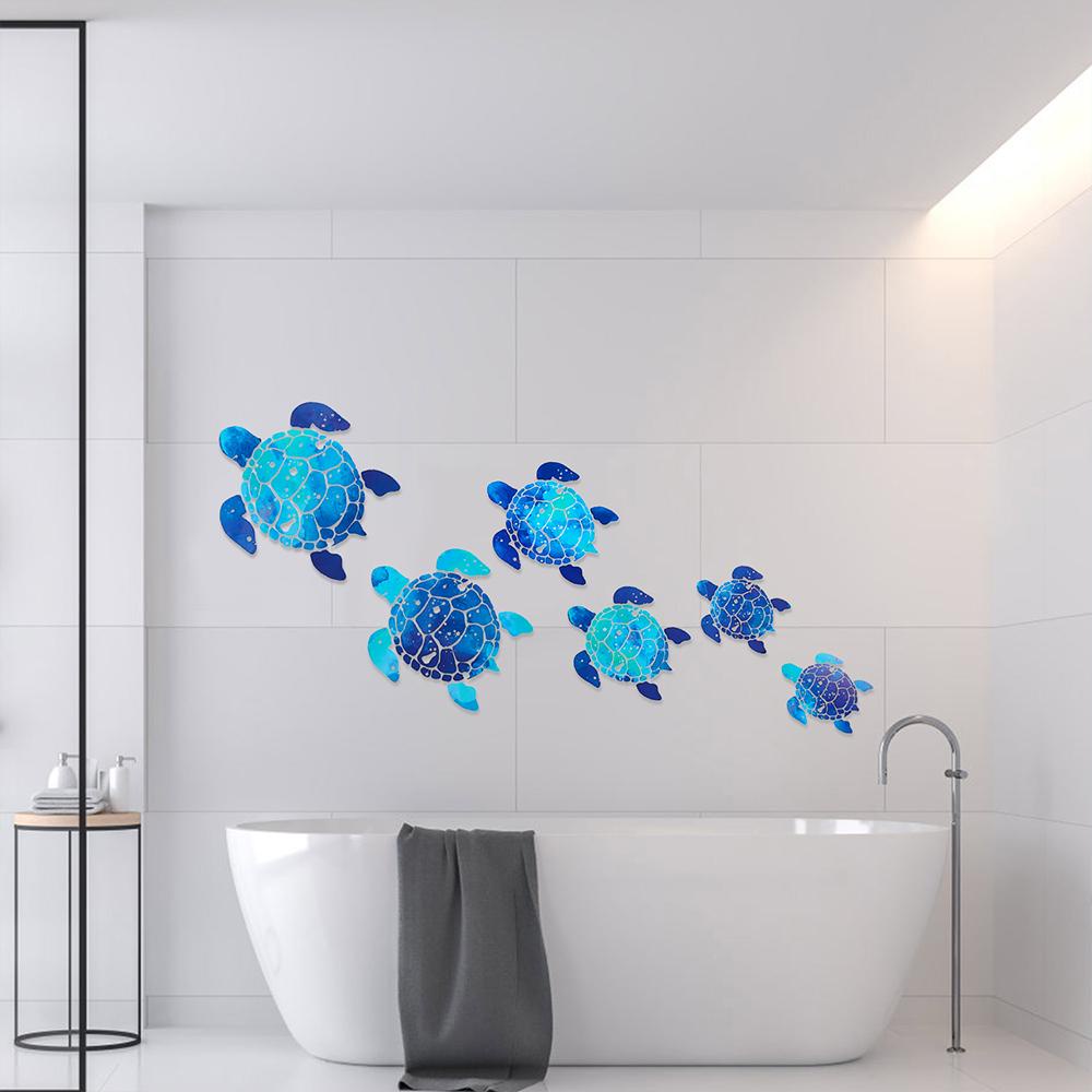 Set 2 / 12 Sticker Dán Tường Hình Rùa Biển Chống Thấm Nước Trang Trí Văn Phòng