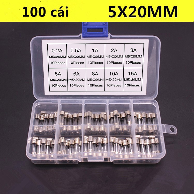 Bộ 100 cầu chì ống 5*20mm