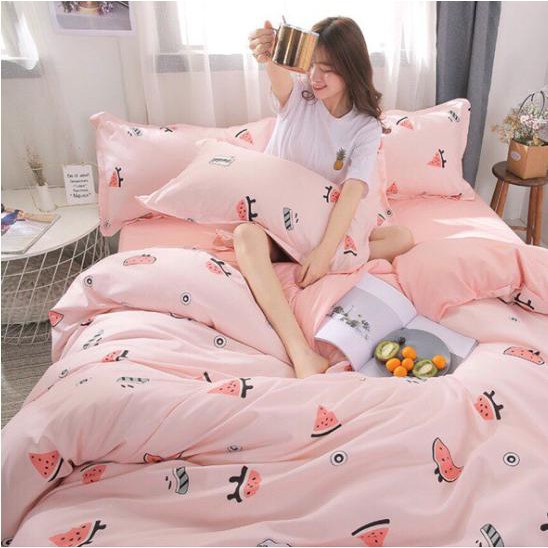 Bán lỗ bộ chăn ga gối cotton poly nhập-chấm bi