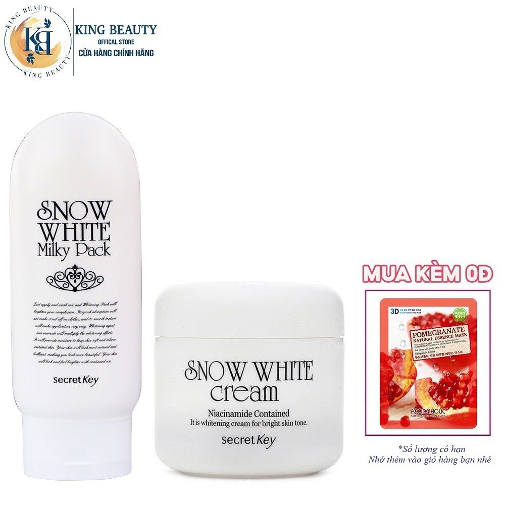 Combo dưỡng trắng da toàn diện Secret Key Snow White (Kem 50g + Tắm trắng 200g)