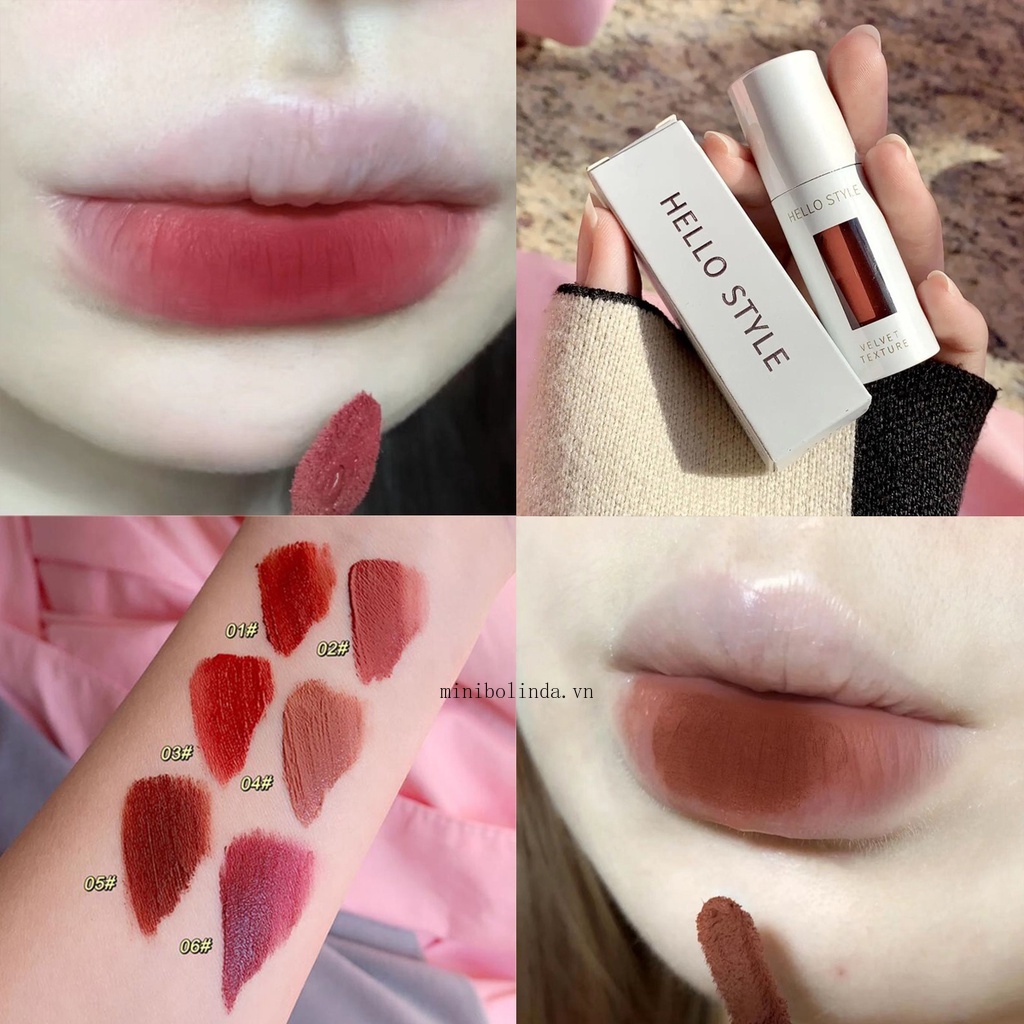 (Hàng Mới Về) Son Kem Dưỡng Ẩm Lâu Trôi Không Thấm Nước Màu Nude Lì HELLO STYLE
