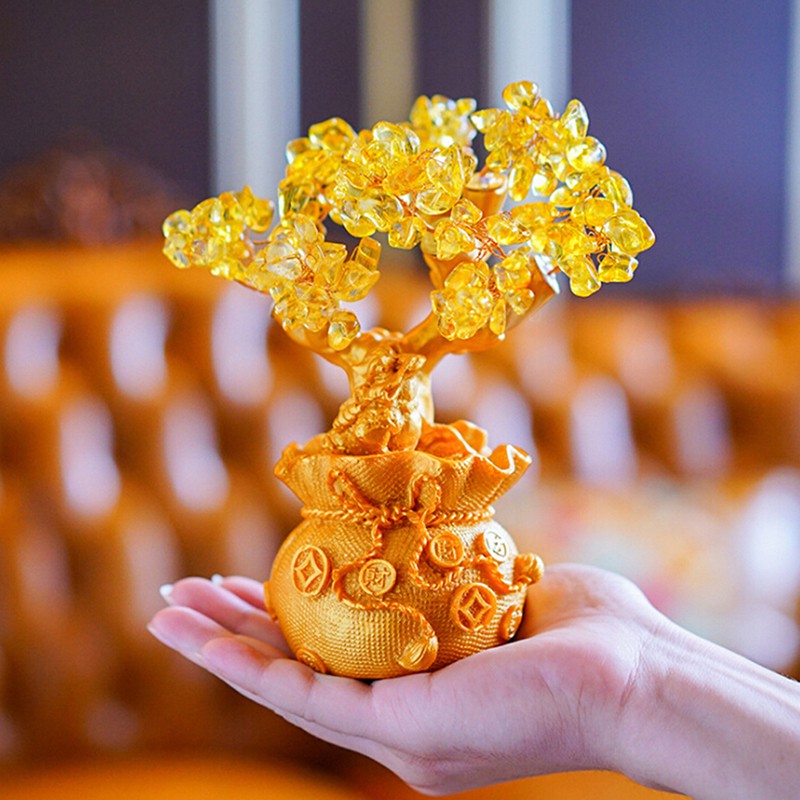 Cây tiền phong thủy đá thạch anh nhân tạo mang lại may mắn dành cho trang trí