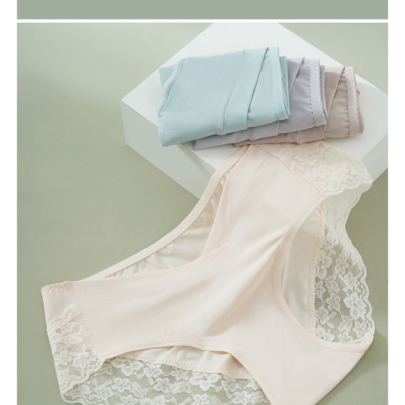 Set 4 QUẦN LÓT BẦU Cạp Chéo Ren Tơ Cotton Cao Cấp - Kháng Khuẩn - BAO CHẤT LƯỢNG -QL08