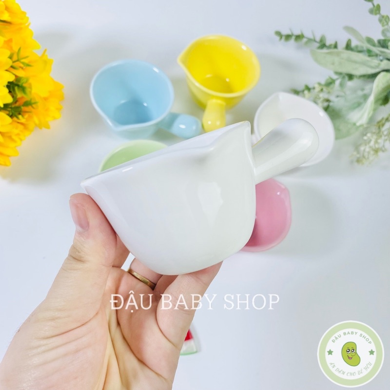 Bát ăn dặm, chén ăn dặm gốm sứ  hình gáo tay béo cho bé tập ăn dặm 90ml