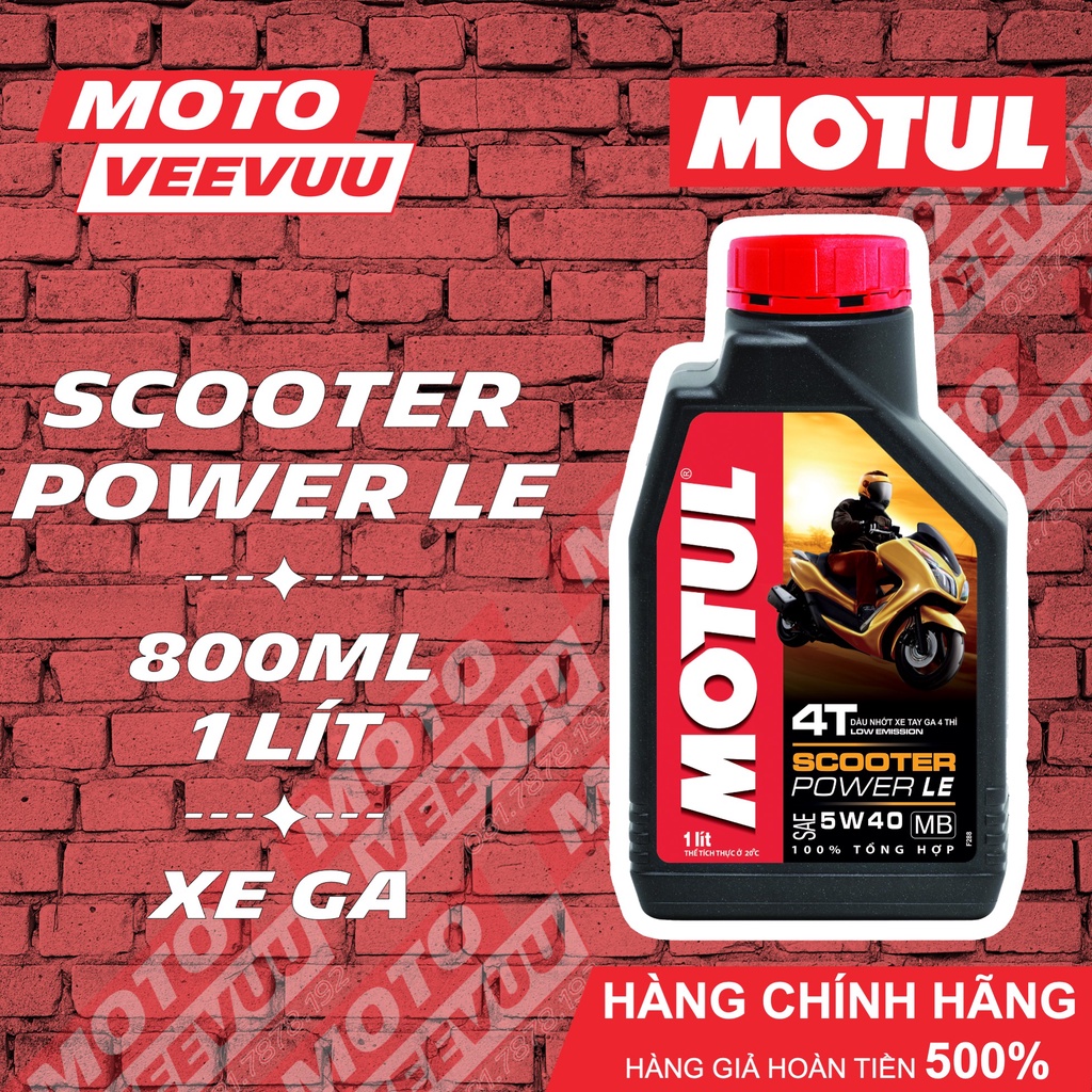 Dầu nhớt xe tay ga Motul Scooter Power LE 4T 5W40 SN MB 800ml &amp; 1 Lít Tổng hợp toàn phần