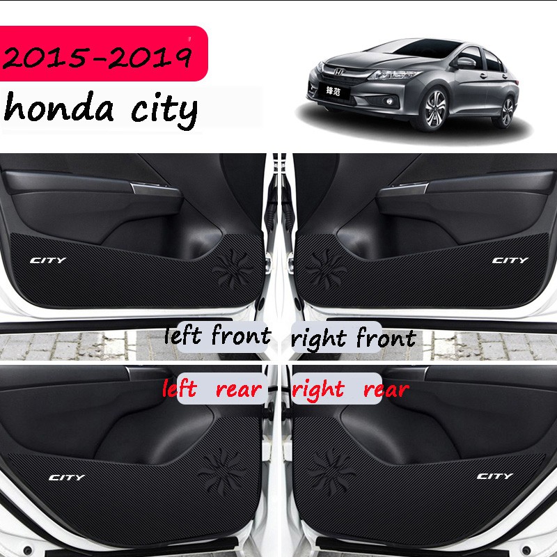 Bộ 4 Miếng Dán Cửa Xe Hơi Honda City 2015-2020 Bằng Sợi Carbon