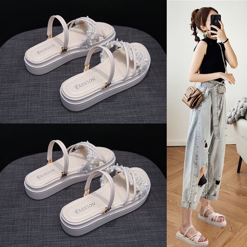 Giày sandal đế xốp dày thời trang mùa hè 2021 năng động cho nữ