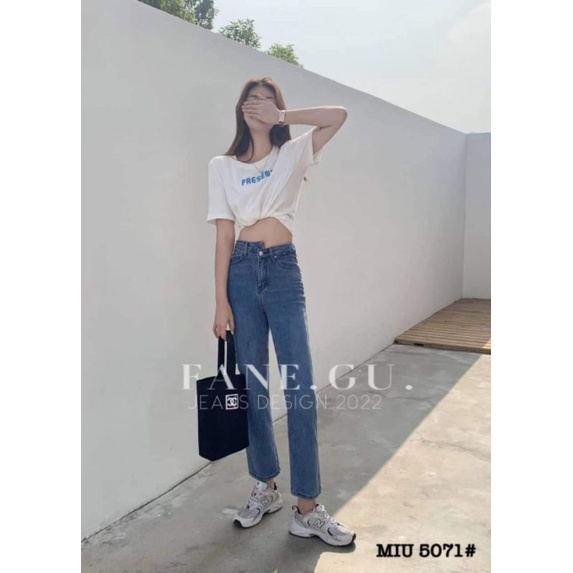 Quần jeans trơn cạp đính chữ hàng QCL1