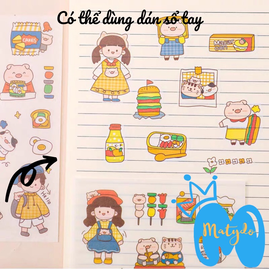 Sticker decal dán bình nước, sổ tay nhiều hình dễ thương