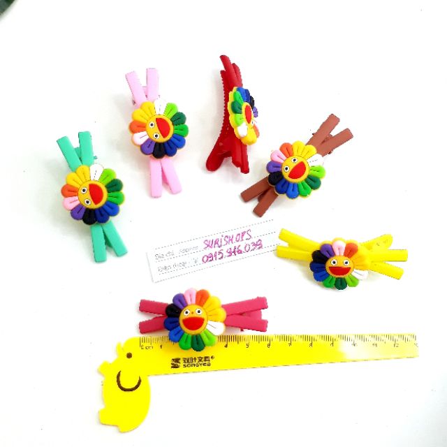 Kẹp Tóc Hoa Mặt Cười Nhiều Màu giao ngẫu nhiên