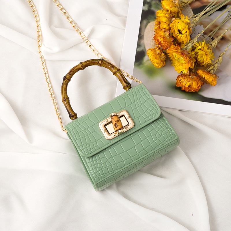 Túi Đeo Chéo Vai Dáng Vuông Bằng Tre Phong Cách Hàn Quốc Thời Trang Cho Nữ