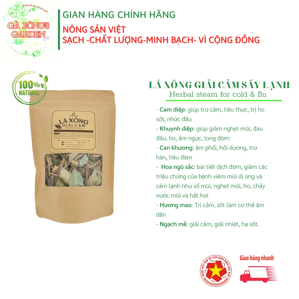 Lá Xông Thảo Dược Giải Cảm Sấy Lạnh The Moshav Farm Combo 2 và 4 gói