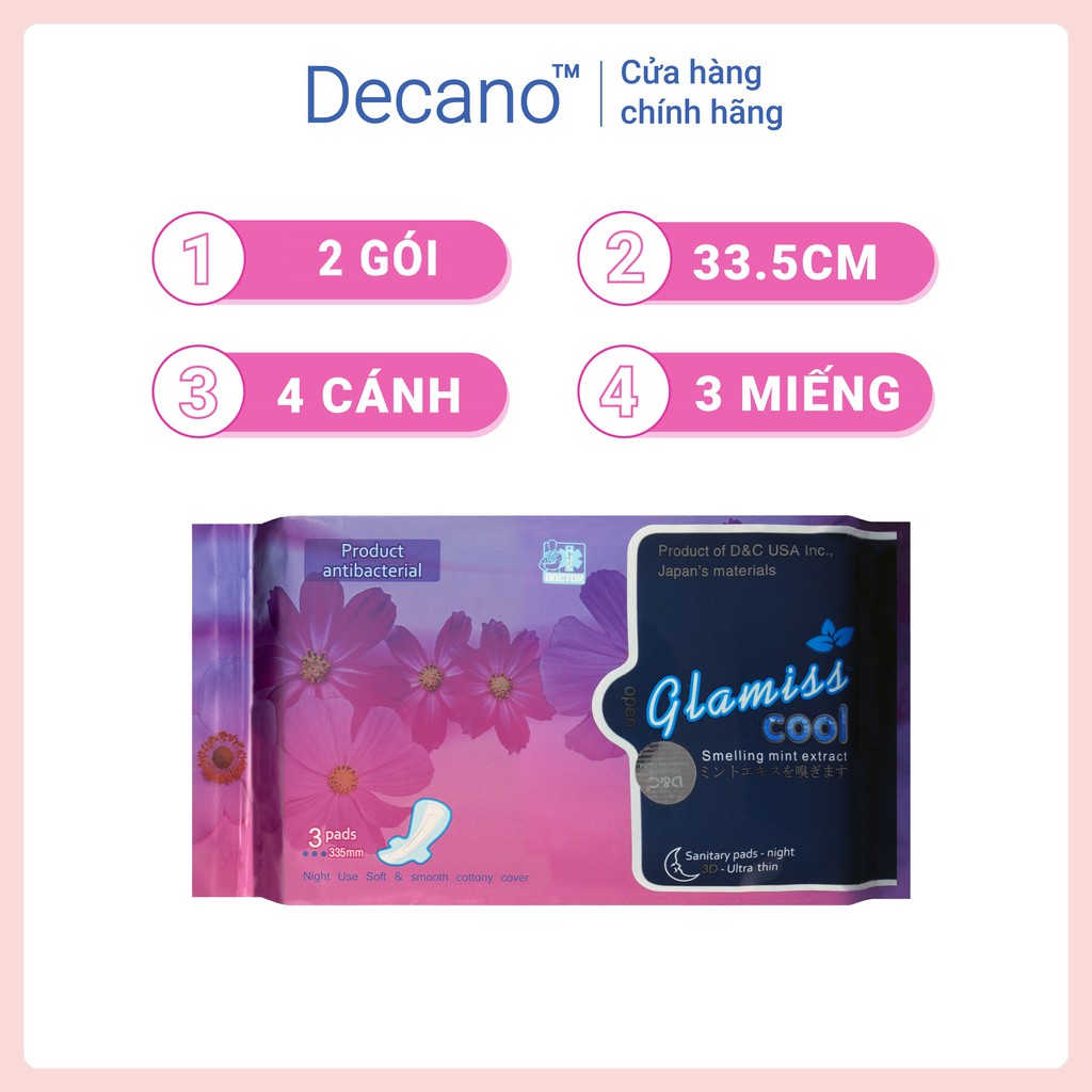 Combo băng vệ sinh Glamiss Cool toàn diện gồm 2 ban ngày, 1 ban đêm, 1 hàng ngày tự tin ngày dâu Decano Store