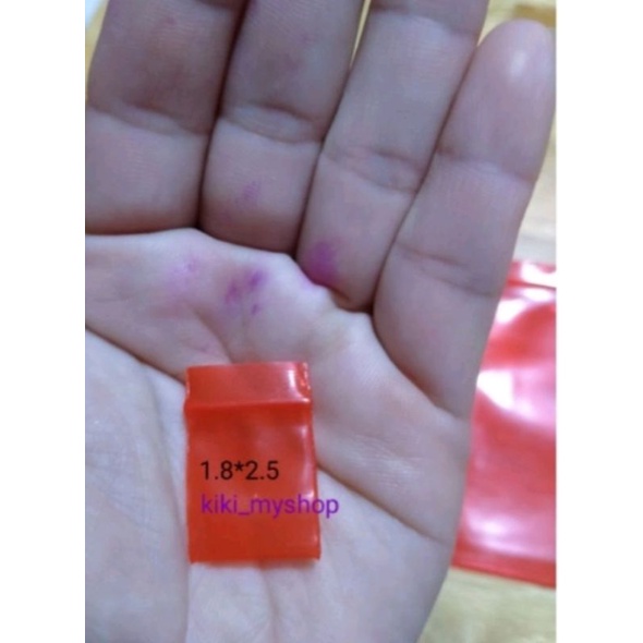 bịch 100 cái túi zip 1.8x2.5 MÀU ĐỎ 2 mặt