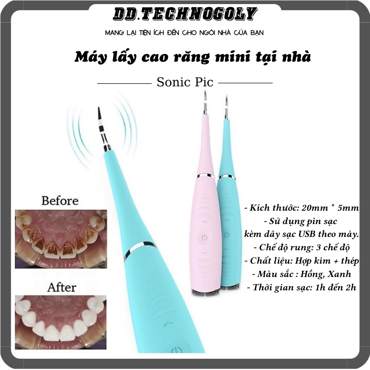 Máy Lấy Cao Răng tại nhà, mini cầm tay, sạc pin, 3 chế độ rung, loại bỏ các mảng bám, cao răng