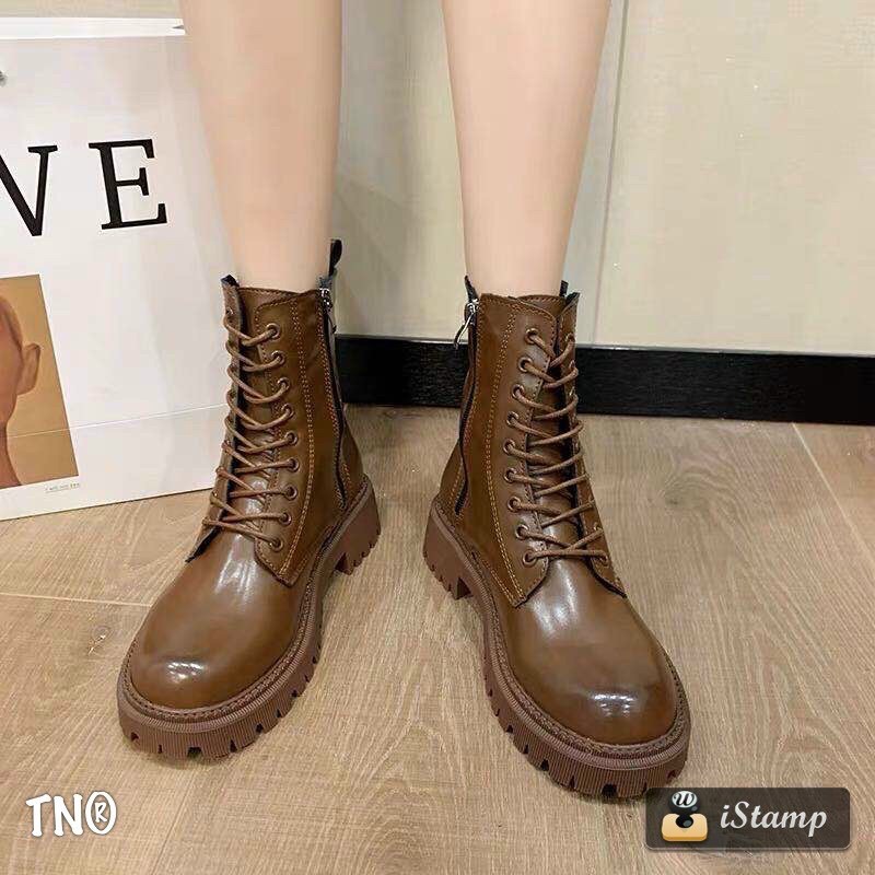 Boot dây buộc da bò khoá cạnh fullbox